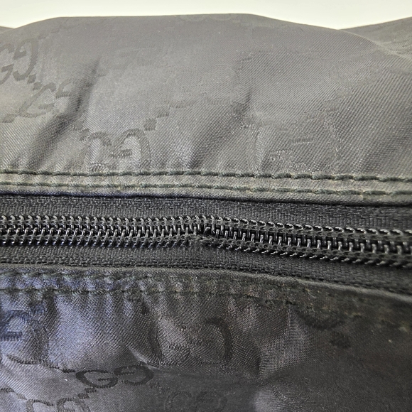Gucci Monogram Nylon Oversized Hobo Travel Black Women's Rare Vintage - Picture 10 of 16